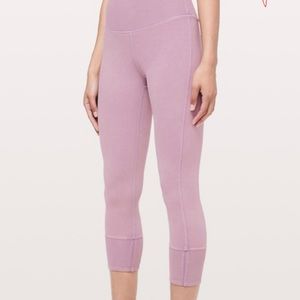 Lululemon Pink Acid Washed Ribbed Crop Leggings